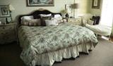 King Size Headboard, 2 Side Tables and lamps