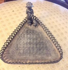 Silver plate Kate Greenaway figural card tray