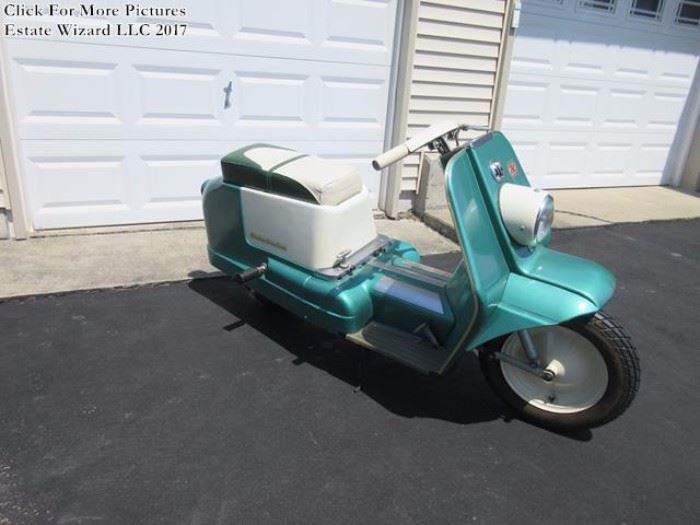 Being Sold outright from this estate: Very Rare 1961 Harley Davidson Topper Scooter for sale 

Extremely Low Mileage 332 miles. Excellent Condition. Runs. Harley Topper scooter introduced in 1959 and only made for 5 years.