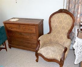 The dresser and an antique chair