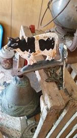 Antique cast iron cow & bell