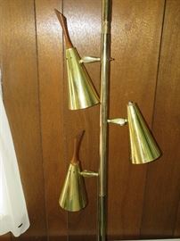 Mid-Century modern tension pole lamp in the second bedroom upstairs