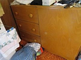 Small child's wardrobe upstairs first bedroom with linens
