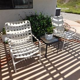 Tropitone strap patio furniture and table