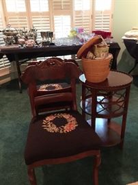 pair needlepoint chairs