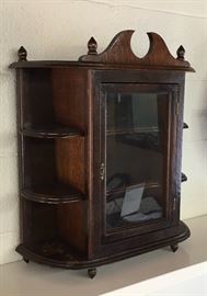 ANTIQUE TABLE TOP OR WALL MOUNT CABINET & SHELF