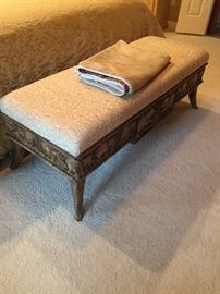 Elephant carved bed bench