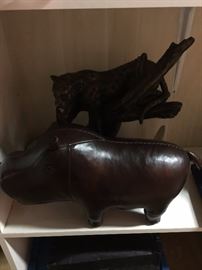 leather hippo foot stool