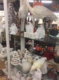 Snow covered Christmas Decorations, Penguins, Bears, Deer