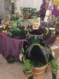 Mardi Gras Decorations, Jesters, garland, ribbon, masks