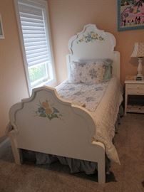 Artist Signed painted Girls Single Twin Bed