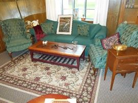 nice clean sofa and wing back chairs