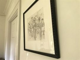 A boisterous scene from Cloverdale's legendary 1048, drawn in pen and pencil by Clark Walker.