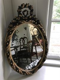 Beautiful petite mirror from France, mid- to late-1800s. This came from the stock of the former Graham Street Antiques.