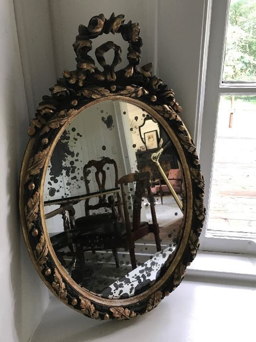 Beautiful petite mirror from France, mid- to late-1800s.  This came from the stock of the former Graham Street Antiques.  
