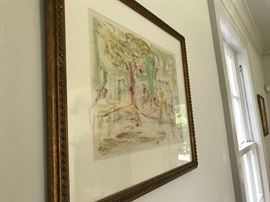 A wonderful, painterly monotype by the late Jim Sabel, depicting a scene in the South of France.