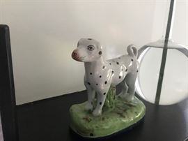 An unusual Staffordshire pearlware Dalmatian figure, possibly of Scottish origin.