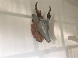 Handcarved deer mount from Germany's Black Forest. Late 1800s.