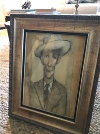 A very special subject by a very special artist - Hank Williams as portrayed by Jake Wagnon. An early representation by Wagnon, certainly one of a kind!