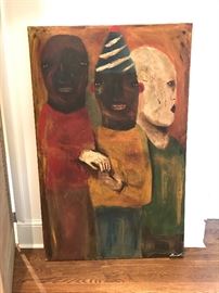 Very early painting by folk artist Michael Banks. Similar examples sell locally and within the region for $3000-$4000.