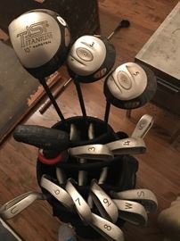 A full set of left-handed Ping irons and woods, plus a Slotline putter and Sun Mountaim bag full of balls. Price is $100/set.