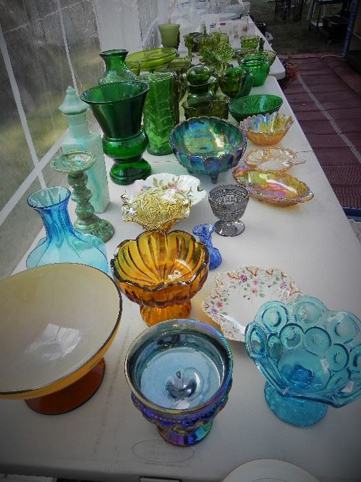 Greenware, Carnival Glass, Milk Glass, Cake Stands and More!