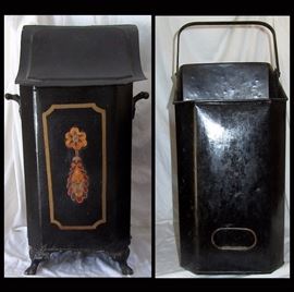Antique Coal Bin with Original Handled Insert  