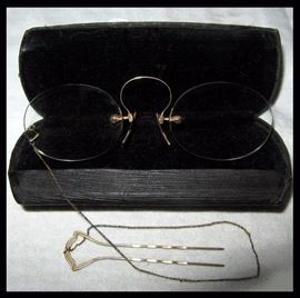 Antique Spectacles in Case with Clip 