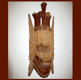 Carved Wooden Mask with Great Detail; Malaysian or Chinese?