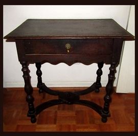 Cool Little Antique Stretcher Side Table. According to Family Records and Receipts, this is an English Oak Side Table c.1700