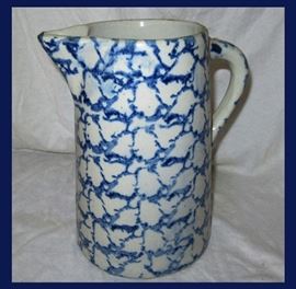 Excellent Antique Spongeware Pitcher 