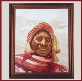 Large Oil Painting of a Smiling Man 