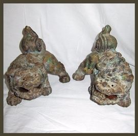 Pair of Vintage Cast Iron Foo Dogs  