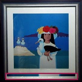 RR Rosalie Prussing Print Signed and Numbered "Wahini with Gooney Bird"  
