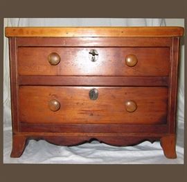 Small Salesman's Sample Type 2 Drawer Chest with Key