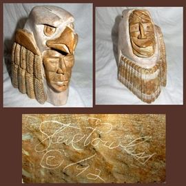 Steve Powless Eagle Sculpture Signed and Dated 