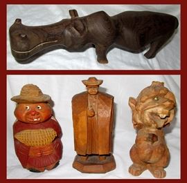 Superbly Carved Hippo with an Elongated Nose and Small Carved Wooden Pcs 