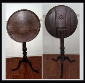 Antique Candle Stand, Showing the Back and the Front, According to Family Records and Receipts this is an 18th Century Rhode Island Candle Stand