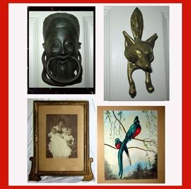 Cool Door Knockers, Old Photo and Colorful Bird Print
