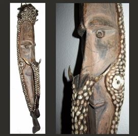 Really Cool Gable Mask with Human Hair possibly from the Sepik River Region in New Guinea