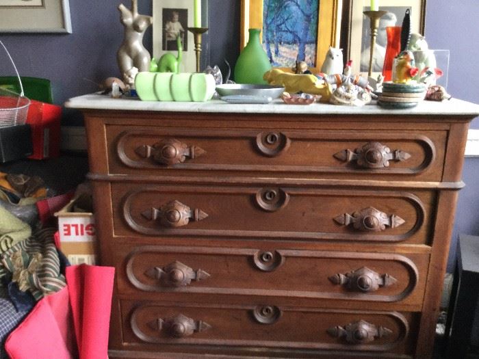 Antique marble-top chest