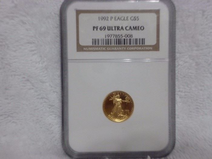 1992 P Gold Eagle G$5 PF69