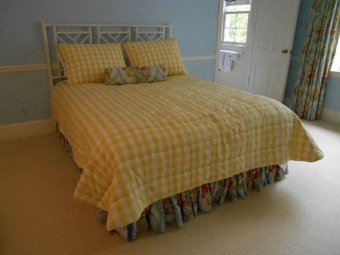 Bedroom #3-upstairs:  The creamy white Queen-size bamboo headboard and linens are for sale BUT the mattress set is not.
