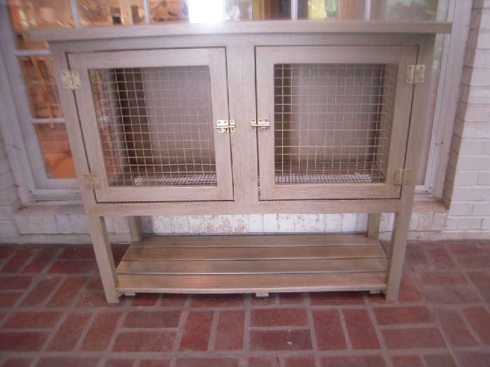 Sun Porch: This piece also recently arrived from a Dallas location.  The top opens up or you can use one of the two wire doors.  The clients often displayed stuffed animals in it for their grandchildren.  The measurements are 44" wide x 17" deep x 36-l/2" tall. 