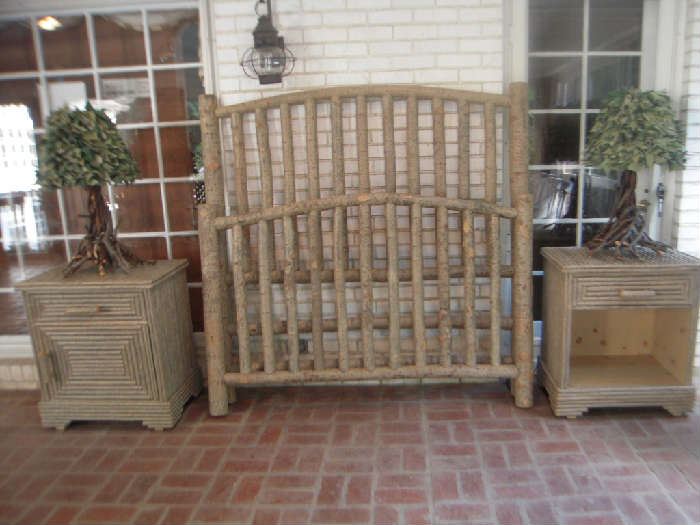 Sun Porch:  This furniture just arrived from a Dallas location and was placed in the screen porch for the sale.  It is a timber bedroom set (priced separately) by "LaLune Collection."  It would look great with some Ralph Lauren linens or faux fur throws!  Individual photos are coming up.