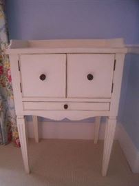Bedroom #3-upstairs:  This two-door/one drawer side table is by SOMERSET BAY.  It measures 23" wide x 17" deep x 34" tall.
