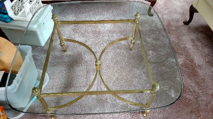 Ethan Allen glass top coffee table