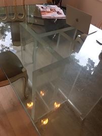Lucite base, glass top vintage 1980's table