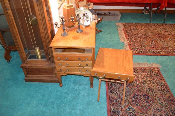 Side table with 4 tv trays, very handy! Sterling Candlesticks