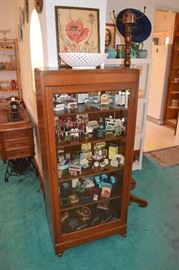 Locking Vintage Display Cabinet FILLED with wonderful vintage Doll House Furniture. COME RELIVE YOUR CHILDHOOD DREAM HOUSE!